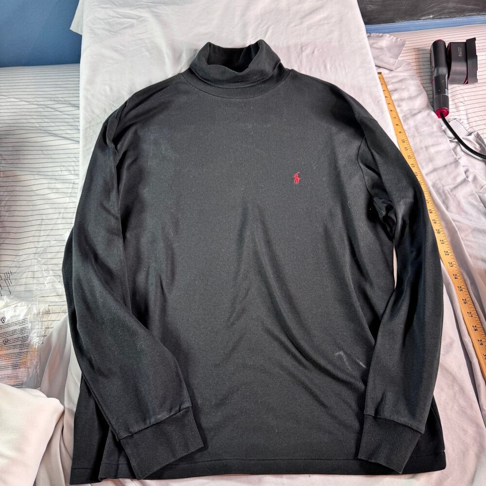 Polo Ralph Lauren Turtleneck Shirt Lot Mens Large Black White Long Sleeve Cotton - Picture 3 of 7